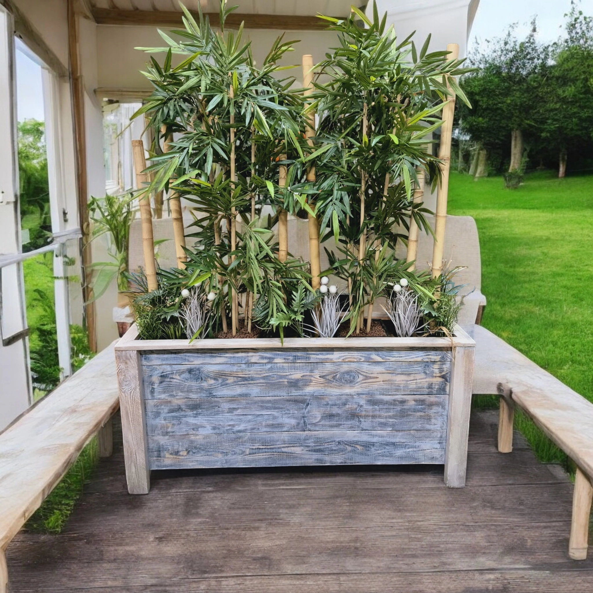 Tropical/Beach Decoratie - Plantenbak Bambooe